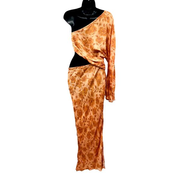 Free people x Jens Pirate booty orange Floral One Sleeve Aliana Dress - Picture 6 of 9